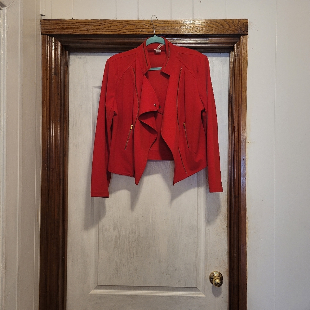 Red moto jacket